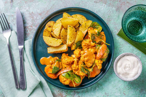 Ofen-Blumenkohl in Dalsauce mit Nigella-Kartoffeln