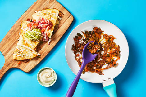 One-Pan Rajas Quesadillas