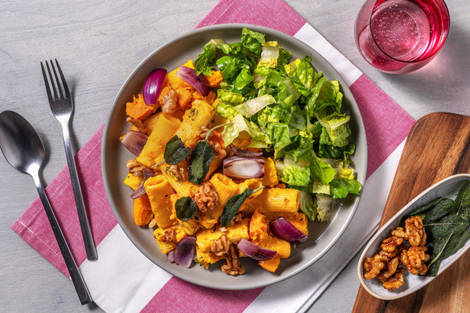 Paccheri! Pasta mit Kürbissoße & Walnüssen