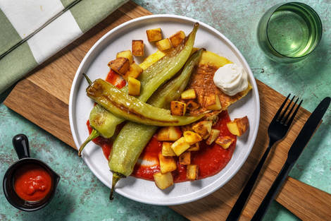 Patatas bravas met geitenkaasomelet