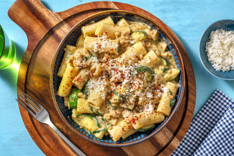 Creamy Pesto and Pork Pasta