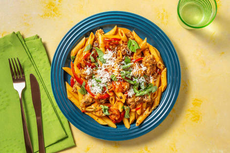 Verse penne met kipgehakt in mascarpone-tomatensaus 