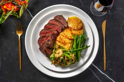 Pepper Crusted Venison and Dauphinoise Potatoes