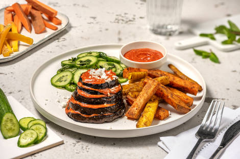 Auberginetorentjes met witte kaas