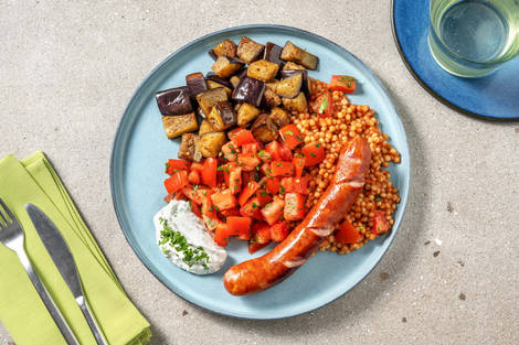 Pilaf de couscous perlé et merguez de bœuf