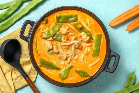 Soupe piquante au lait de coco et à l’églefin