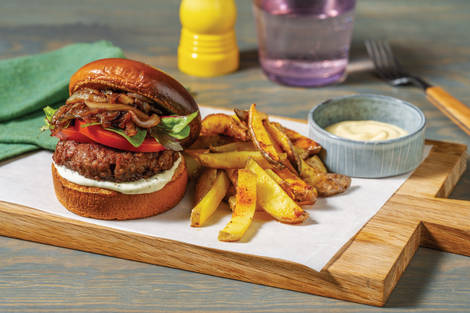 Plant-Based Burger & Spiced Sweet Potato Fries