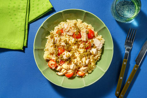 Poêlée de poulet et d’orzo