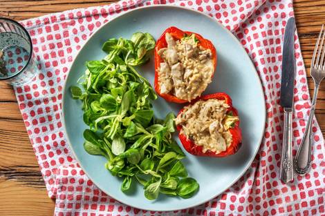 Poivron farci au poulet crémeux à l’italienne