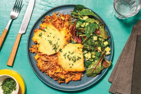 Potato Topped Thai Red Curry Lentil Pie