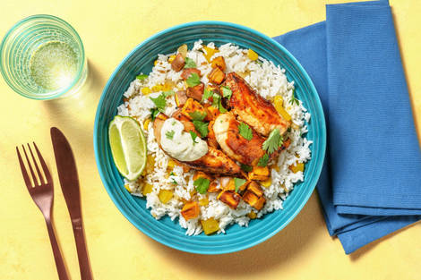 Poulet à la caribéenne et riz confetti