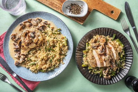 Gekruide kipfilet met champignonroomsaus