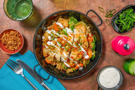 Poulet croustillant et crevettes au miso