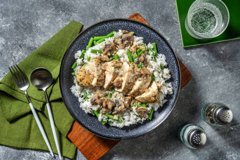 Poulet en sauce crémeuse aux champignons