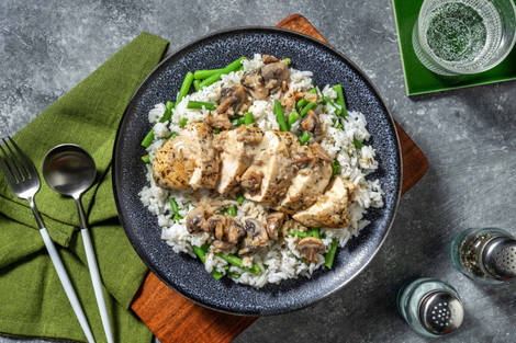 Poulet en sauce crémeuse aux champignons