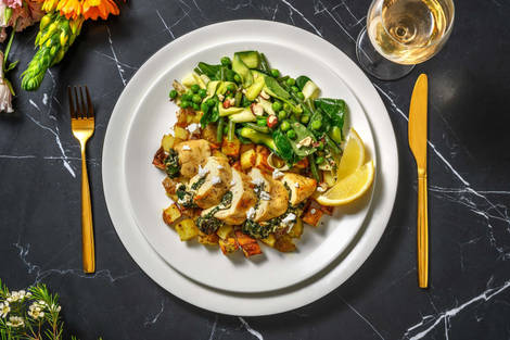 Gevulde kipfilet met geitenkaas en spinazie