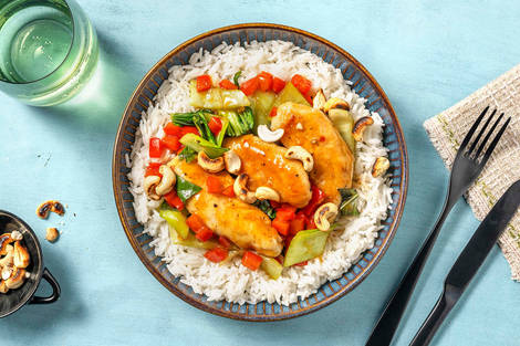 Poulet sucré-salé au basilic