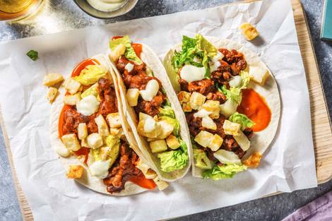 Refried Bean and Halloumi Tacos