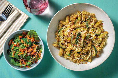 Creamy Pesto & Bacon Fusilli