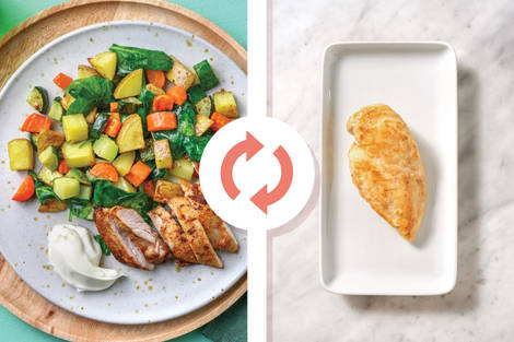 Garlic Chicken & Roast Veggie Toss