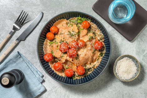 Creamy Pesto Butternut Squash Ravioli and Chicken