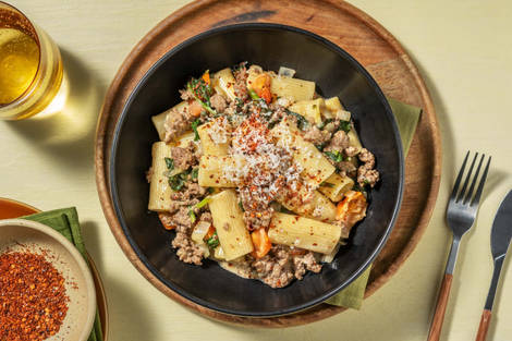 Beef and Spinach Rigatoni