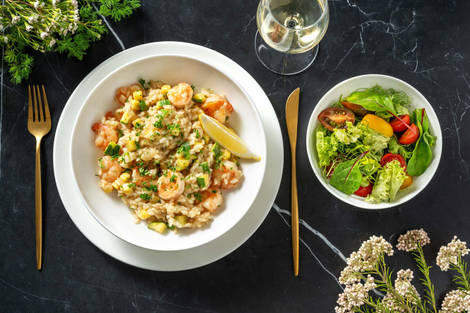 Risotto met garnalen en courgette