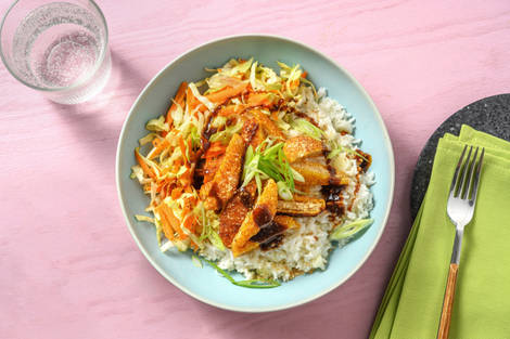 Riz ail et gingembre & escalope panée végétarienne