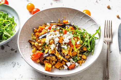 Roasted Aubergine & Chickpeas