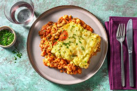 Roasted Cauliflower and Harissa Lentil Pie