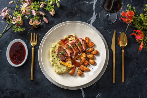 Roasted Duck Breast and Roasted Garlic Mash