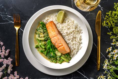 Roasted Salmon and Green Thai Style Curry