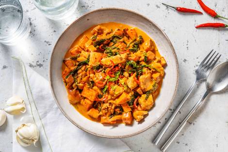 Roasted Sweet Potato and Ginger Garlic Chicken Stew