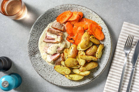 Saftiges Schweinefilet mit Senfrahm