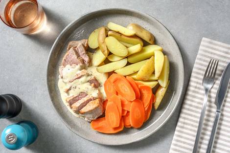 Saftiges Schweinefilet mit Senfrahm