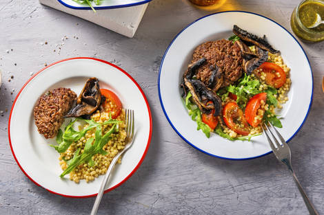 Salade au pesto et steak haché