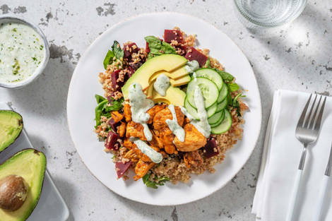 Bulgursalade met kipgyros en avocado