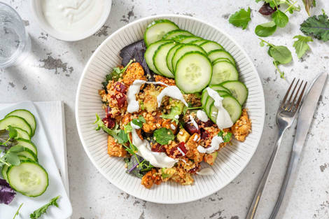 Bulgursalade met kipgyros en avocado