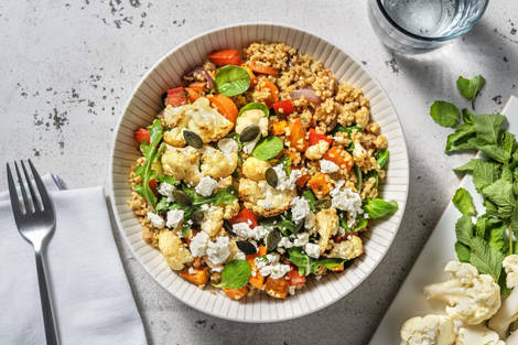 Bulgursalade met gegrilde groenten en geitenkaas