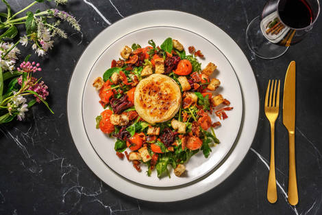 Geitenkaassalade deluxe met krokant gebakken spek