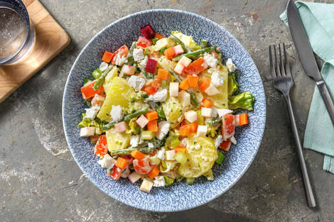 Salade de pommes de terre! mit Ziegenfrischkäse