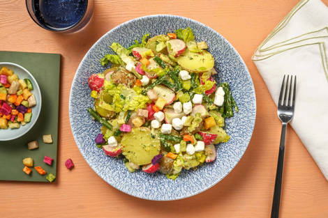 Salade de pommes de terre! mit Ziegenfrischkäse