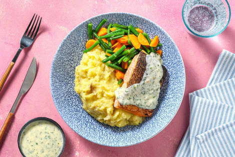 Saumon au four et sauce crémeuse à l'aneth