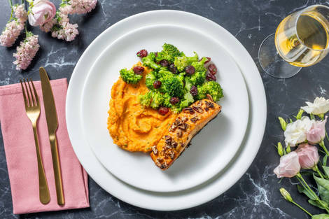 Saumon rôti en croûte de pacanes