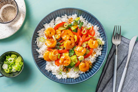 Sauté de crevettes épicées au miel