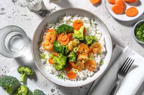 Sauté de crevettes épicées au miel