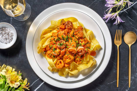 Scampis à la diable en sauce crémeuse au curry