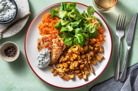 Scharfes Poulet mit Rüebli-Salatmix