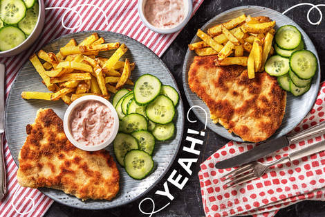 Schnitzel mit Ofenpommes