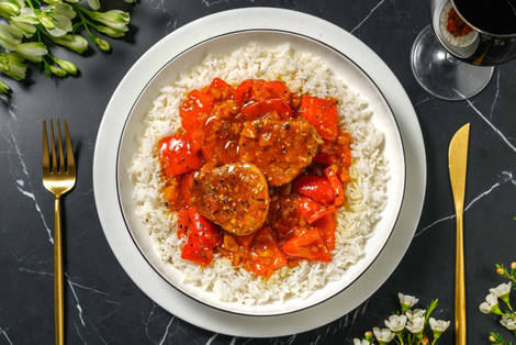 Schweinefilet süßsauer mit getrockneten Aprikosen